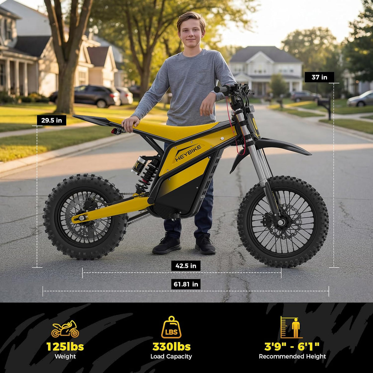 Electric Dirt Bike for Adults, 52V 26AH Battery Ebike, 14"/12" Fat Tire Electric Motorcycle for Teens, UL 2849