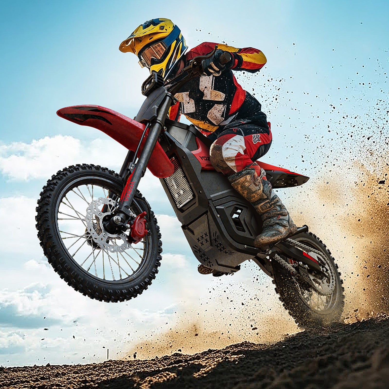 Yozma IN10 Electric Dirt Bike, 2600W Peak Motor Max 40 Mph , 48V 23Ah Battery, 14"/12" Tires, Dual Hydraulic Brakes, All Terrain Motorized Dirt Bikes