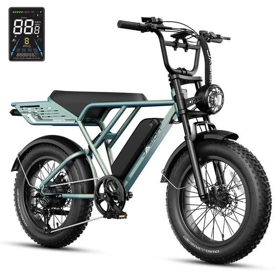 Jasion RetroVolt Pro Electric Bike for Adults, 750W Motor 52V 20AH Removable Battery Electric Mountain Bike, 90 Miles Electric Bicycle, 20" Fat Tire Electric Bike, UL2849