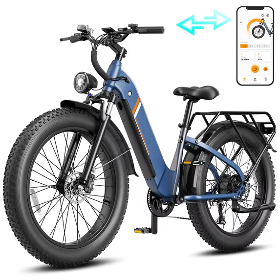 YareYi Electric Bike for Adults, 1500W Peak Motor 28 Mph, 48V 18Ah Removable Battery, 26'' x 4'' Fat Tire E-Mountain Bicycle, APP Control with Turn Signal, UL2849
