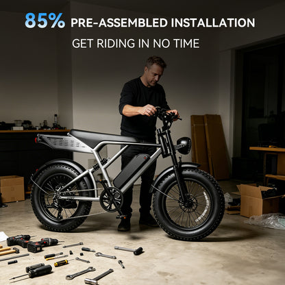 YareYi Electric Bike for Adults 38MPH, 3000W Peak E-Mountain Bicycle, 20" Fat Tire E-bike, 52V 20Ah Removable Battery UL2849