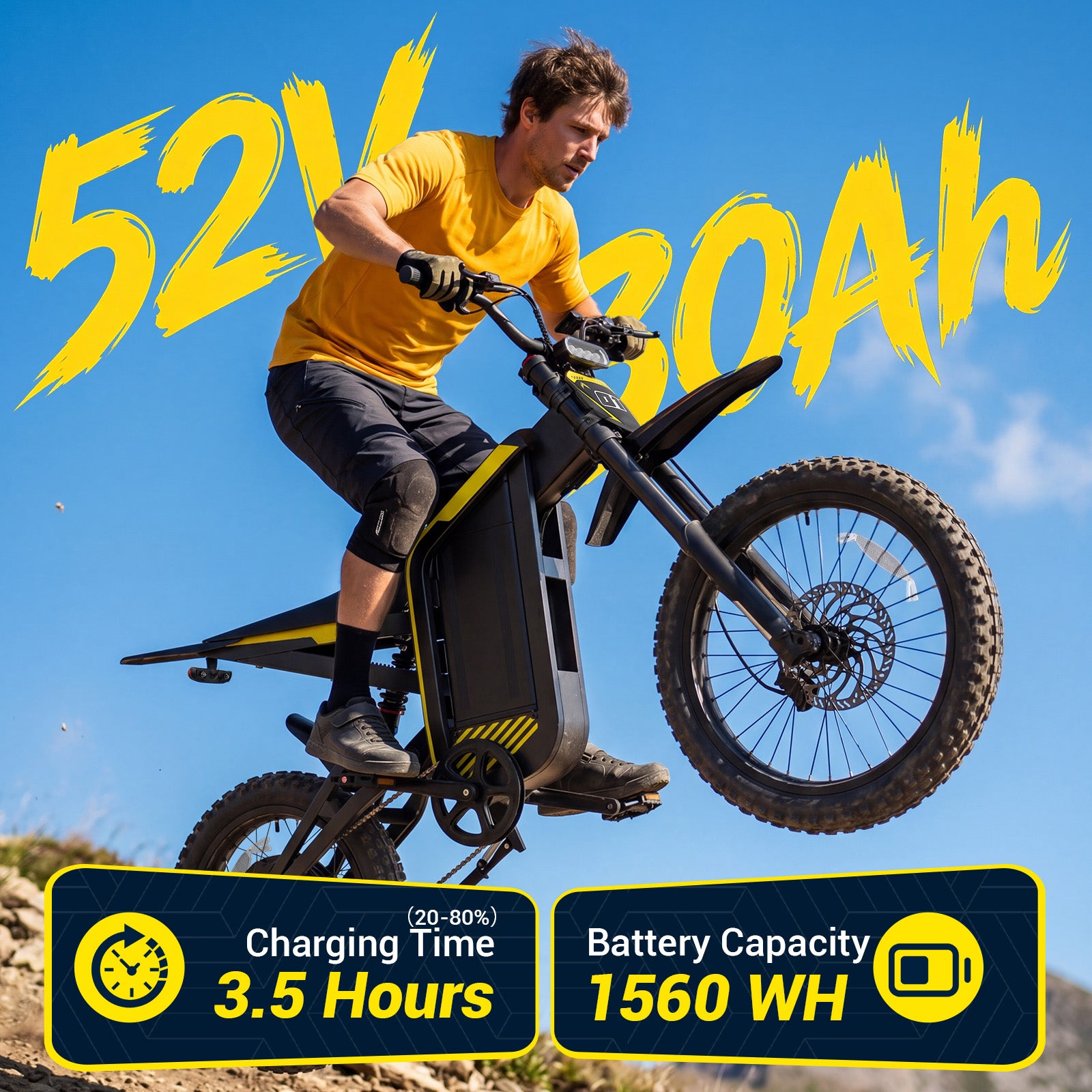 Electric Dirt Bike, 4000W Peak Motor Max 40 Mph , 52V 30Ah Battery, 19"/17" Tires, Dual Hydraulic Brakes, All Terrain Motorized Dirt Bikes