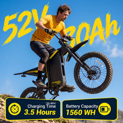 Electric Dirt Bike, 4000W Peak Motor Max 40 Mph , 52V 30Ah Battery, 19"/17" Tires, Dual Hydraulic Brakes, All Terrain Motorized Dirt Bikes