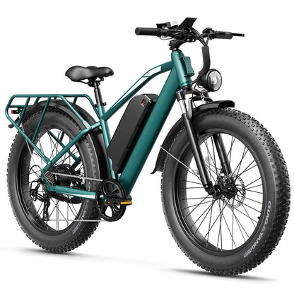 YareYi Electric Bike for Adults 26", 2000W Peak E-Mountain Bicycle, 28MPH Fat Tire Ebike, 48V 15Ah Removable Battery, 7 Speed and Front Suspension with Rear Rack UL2849