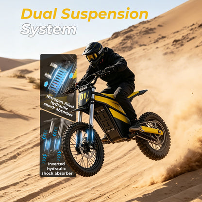 4000W Peak Motor Electric Dirt Bike, 52V 26Ah Battery Max 45 Mph Ebike , 14"/12" Tires, Dual Hydraulic Brakes, All Terrain Motorized Dirt Bikes