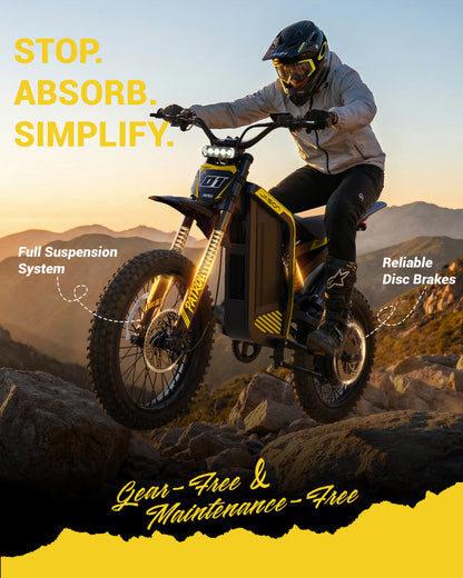 Jasion Patrol 52 Electric Dirt Bike for Adults 19"/17", 4000 Peak Motorcycle with 52V 30AH 1560Wh Battery, 50-Mile Range Fat Tire Electric Motorcycle, UL 2849