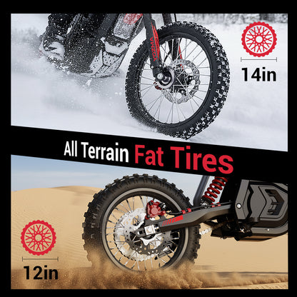 Yozma IN10 Electric Dirt Bike, 2600W Peak Motor Max 40 Mph , 48V 23Ah Battery, 14"/12" Tires, Dual Hydraulic Brakes, All Terrain Motorized Dirt Bikes