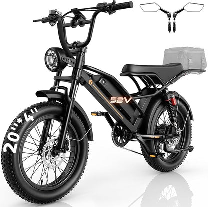 YareYi Electric Bike for Adults, 20 inch Fat Tire E Bike, 750W Electric Mountain Bicycle, 52V 20Ah Removable Battery UL2849