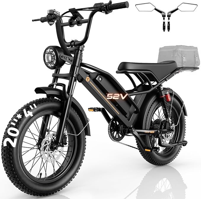 YareYi Electric Bike for Adults, 20 inch Fat Tire E Bike, 750W Electric Mountain Bicycle, 52V 20Ah Removable Battery UL2849