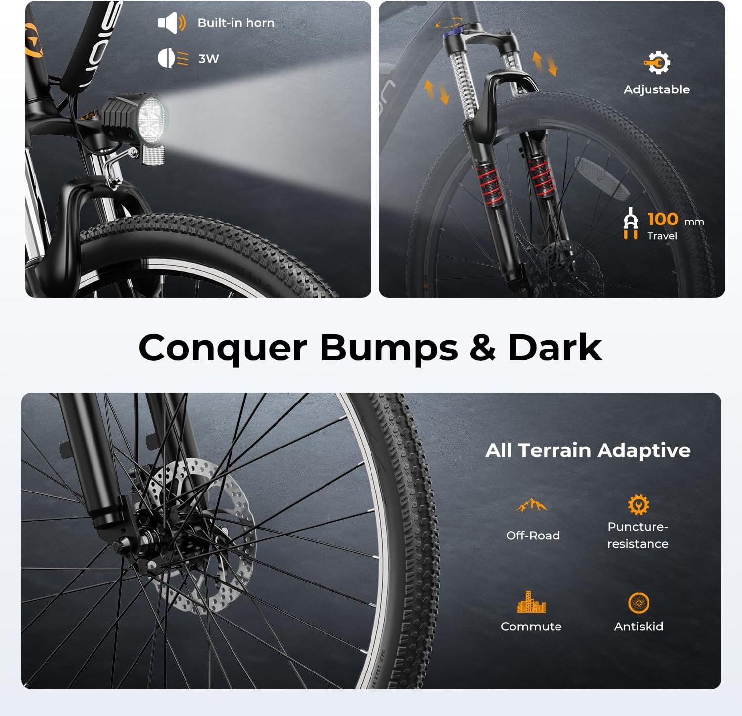 YareYi Electric Bicycle 26", 1000W Brushless Motor, 20MPH Electric Mountain Bike with 36V 10Ah Removable Battery, Shimano 7-Speed Bicycles, UL 2849