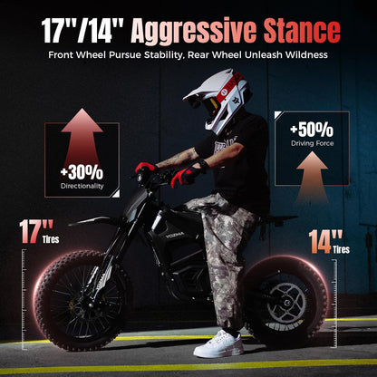Electric Dirt Bike, 5500W Peak Motor Max 50 Mph , 60V 27Ah Battery, 17"/14" Tires, Dual Hydraulic Brakes, All Terrain Motorized Dirt Bikes