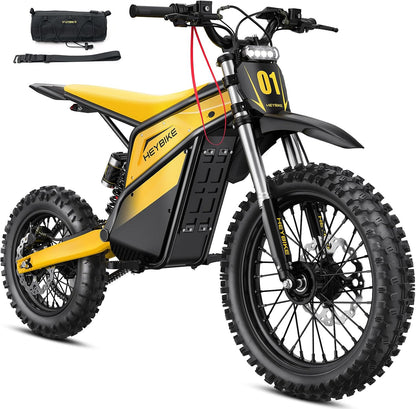 Electric Dirt Bike for Adults, 52V 26AH Battery Ebike, 14"/12" Fat Tire Electric Motorcycle for Teens, UL 2849
