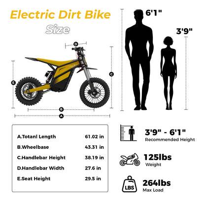 4000W Peak Motor Electric Dirt Bike, 52V 26Ah Battery Max 45 Mph Ebike , 14"/12" Tires, Dual Hydraulic Brakes, All Terrain Motorized Dirt Bikes
