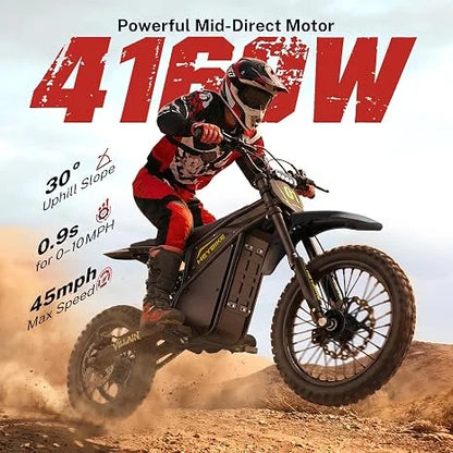 Electric Dirt Bike for Adults, 52V 26AH Battery Ebike, 14"/12" Fat Tire Electric Motorcycle for Teens, UL 2849
