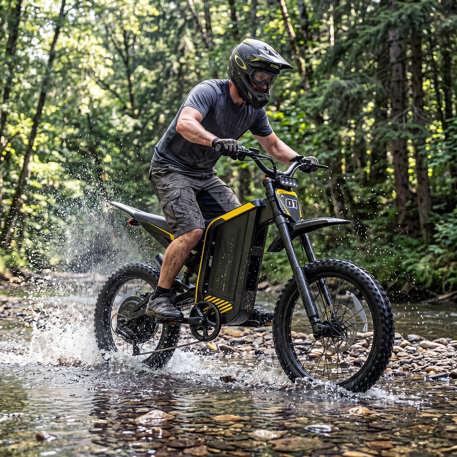 Electric Dirt Bike, 4000W Peak Motor Max 40 Mph , 52V 30Ah Battery, 19"/17" Tires, Dual Hydraulic Brakes, All Terrain Motorized Dirt Bikes