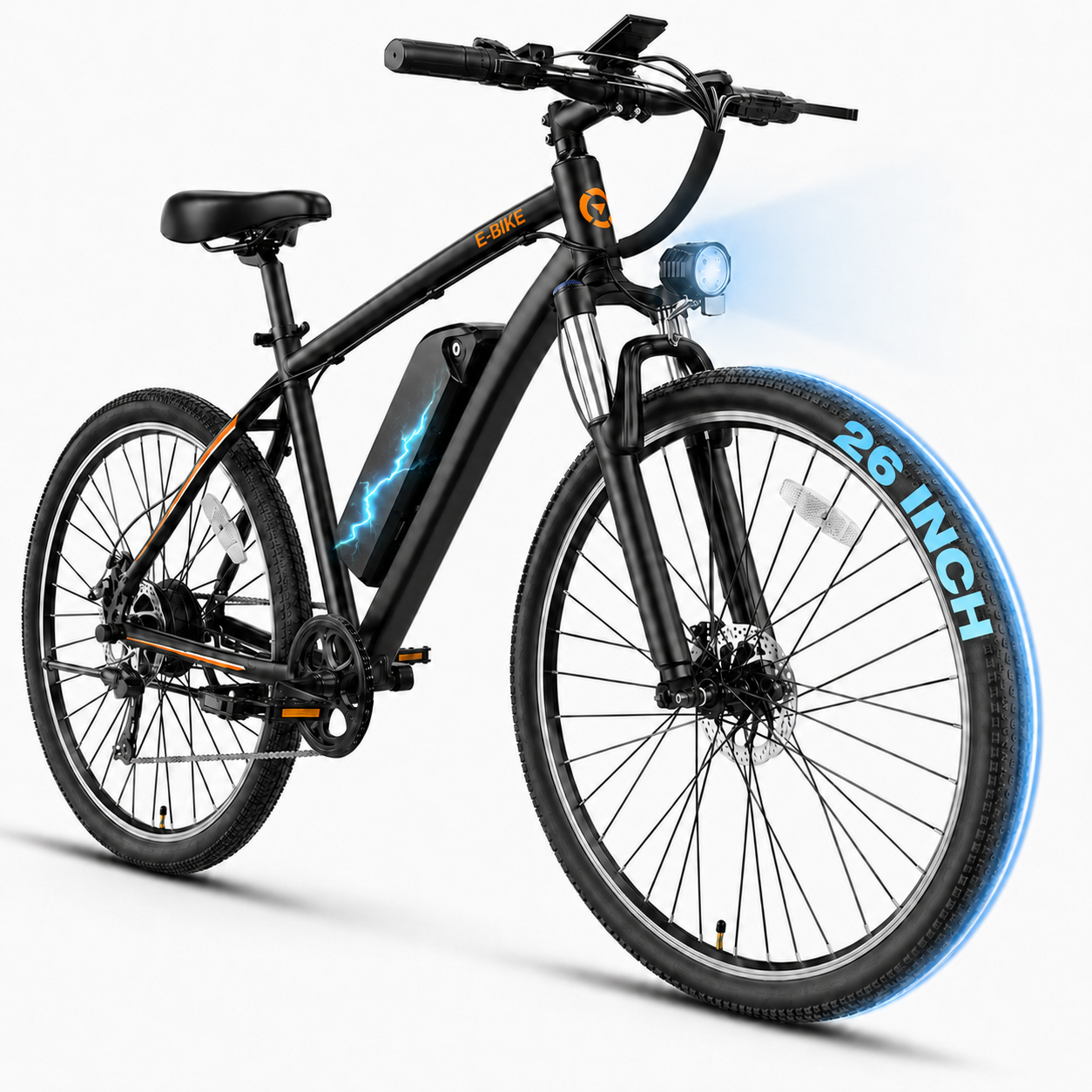YareYi Electric Bicycle 26", 1000W Brushless Motor, 20MPH Electric Mountain Bike with 36V 10Ah Removable Battery, Shimano 7-Speed Bicycles, UL 2849
