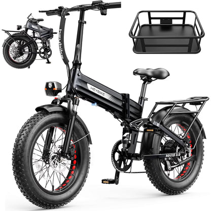 Heybike Mars 3.0 Electric Bike for Adults, 750W Rated Motor Foldable Ebike with 48V 13AH Removable Battery, 20" Fat Tire Electric Bicycles, Up to 28 MPH & NFC Unlock, UL2849