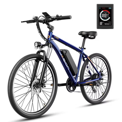 Jasion Electric Mountain Bike for Adults, 26" Tires, 350W Brushless Motor, 40 Miles Commuting Range, Front Fork Suspension, Shimano 7-Speed