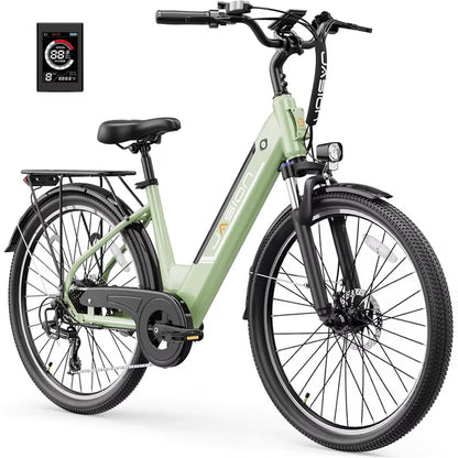 Jasion Roamer ST 26" Electric Bike for Adults, Step-Through Commuter E Bike, 500W Motor, 28 MPH, 48V 11Ah Removable Battery, 62-Mile Range, City Cruiser Ebike