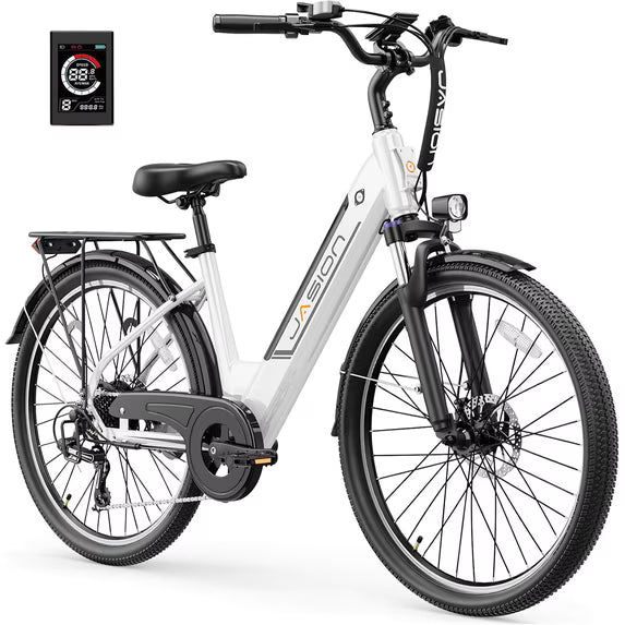 Jasion Roamer ST 26" Electric Bike for Adults, Step-Through Commuter E Bike, 500W Motor, 28 MPH, 48V 11Ah Removable Battery, 62-Mile Range, City Cruiser Ebike