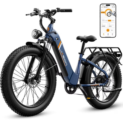 Jasion Thunder Electric Bike for Adults, 750W Rated Motor 48V 18Ah Removable Battery, 80 Miles Longe Range, 26'' x 4'' Fat Tire E-Mountain Bicycle, APP Control, UL2849
