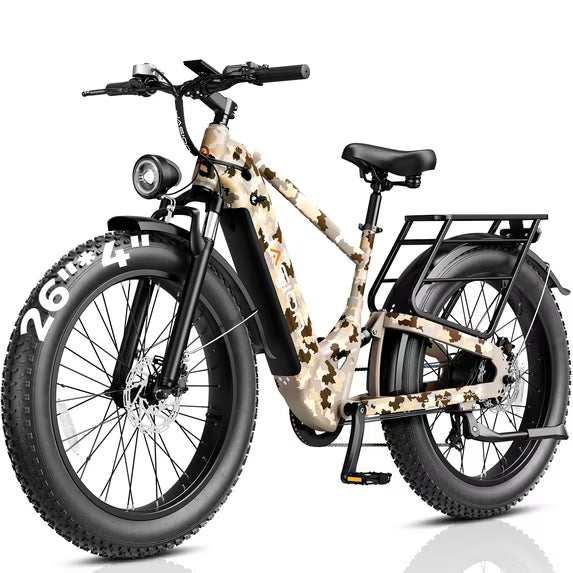 Jasion Thunder Pro ST Electric Bike for Adults, 750W Rated Motor 52V 20Ah Removable Battery, 26'' x 4'' Fat Tire E-Mountain Bicycle, APP Control Bluetooth, UL2849, Black
