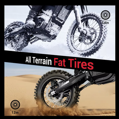 Yozma IN10 Electric Dirt Bike, 2600W Peak Motor Max 40 Mph , 48V 23Ah Battery, 14"/12" Tires, Dual Hydraulic Brakes, All Terrain Motorized Dirt Bikes