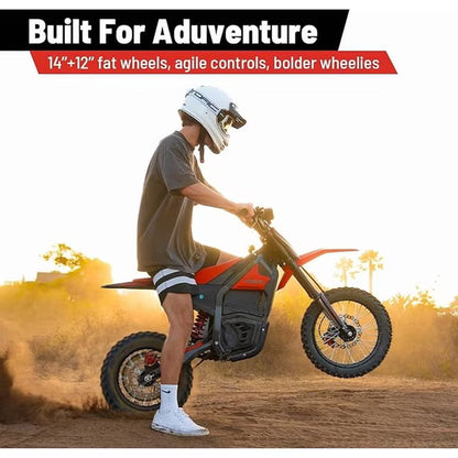 Yozma IN10 Electric Dirt Bike, 2600W Peak Motor Max 40 Mph , 48V 23Ah Battery, 14"/12" Tires, Dual Hydraulic Brakes, All Terrain Motorized Dirt Bikes