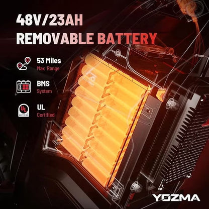 Yozma IN10 Electric Dirt Bike, 2600W Peak Motor Max 40 Mph , 48V 23Ah Battery, 14"/12" Tires, Dual Hydraulic Brakes, All Terrain Motorized Dirt Bikes